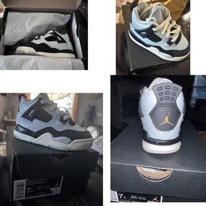 Jordan Kids' Sneakers in White, Black, Gray with Gold Jumpman